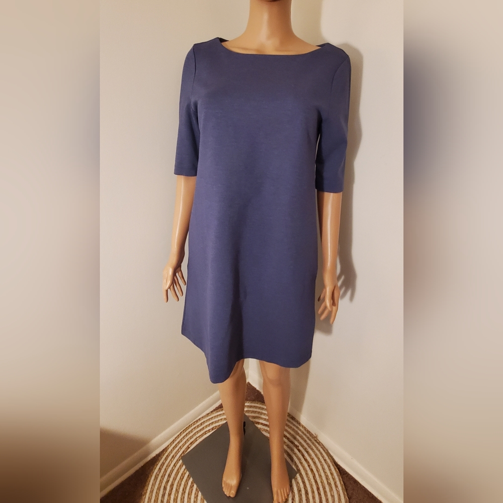 Adrienne Vittadini Mini Knit Dress With Pockets Blue Gray Size 8